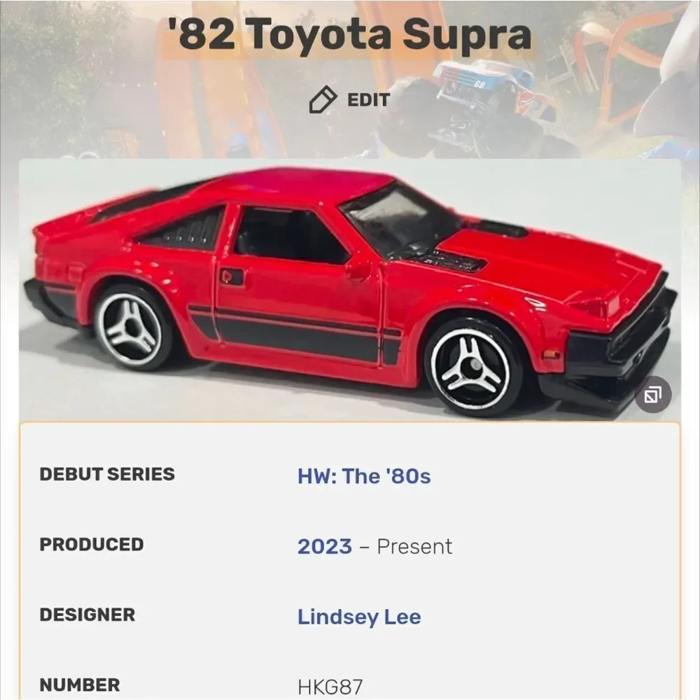 NIB Hot Wheels	'82 Toyota Supra -	HW: The '80s - HKG87	- Red - 167/250 - 10/10